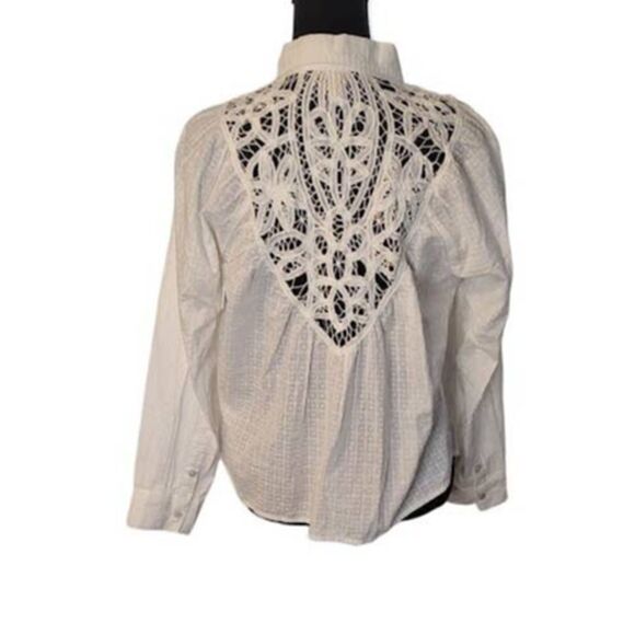 Anthropologie Pilcro Ivory Lace Back Button Up Blouse Small - Picture 3 of 6